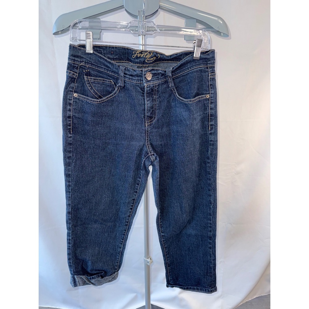 Foster Jeans Co Womens Dark Wash Denim Capri Cropped Jeans Blue Stretch Size 10